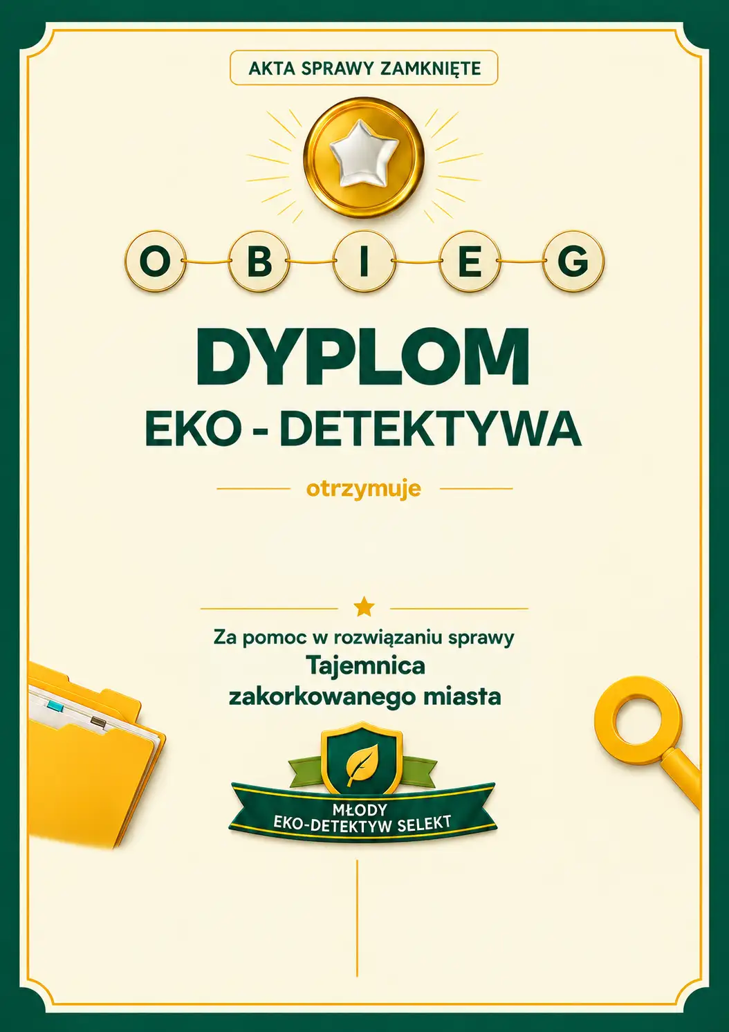 Dyplom Młodego Eko-Detektywa SELEKT